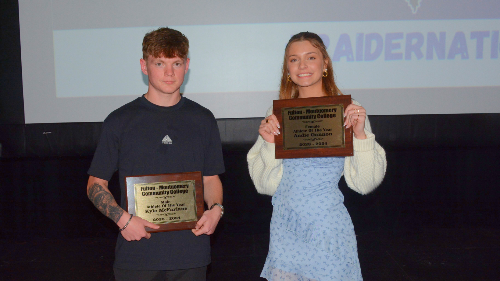 2024 Athletes of the Year; Kyle Macfarlane and Andie Gannon.