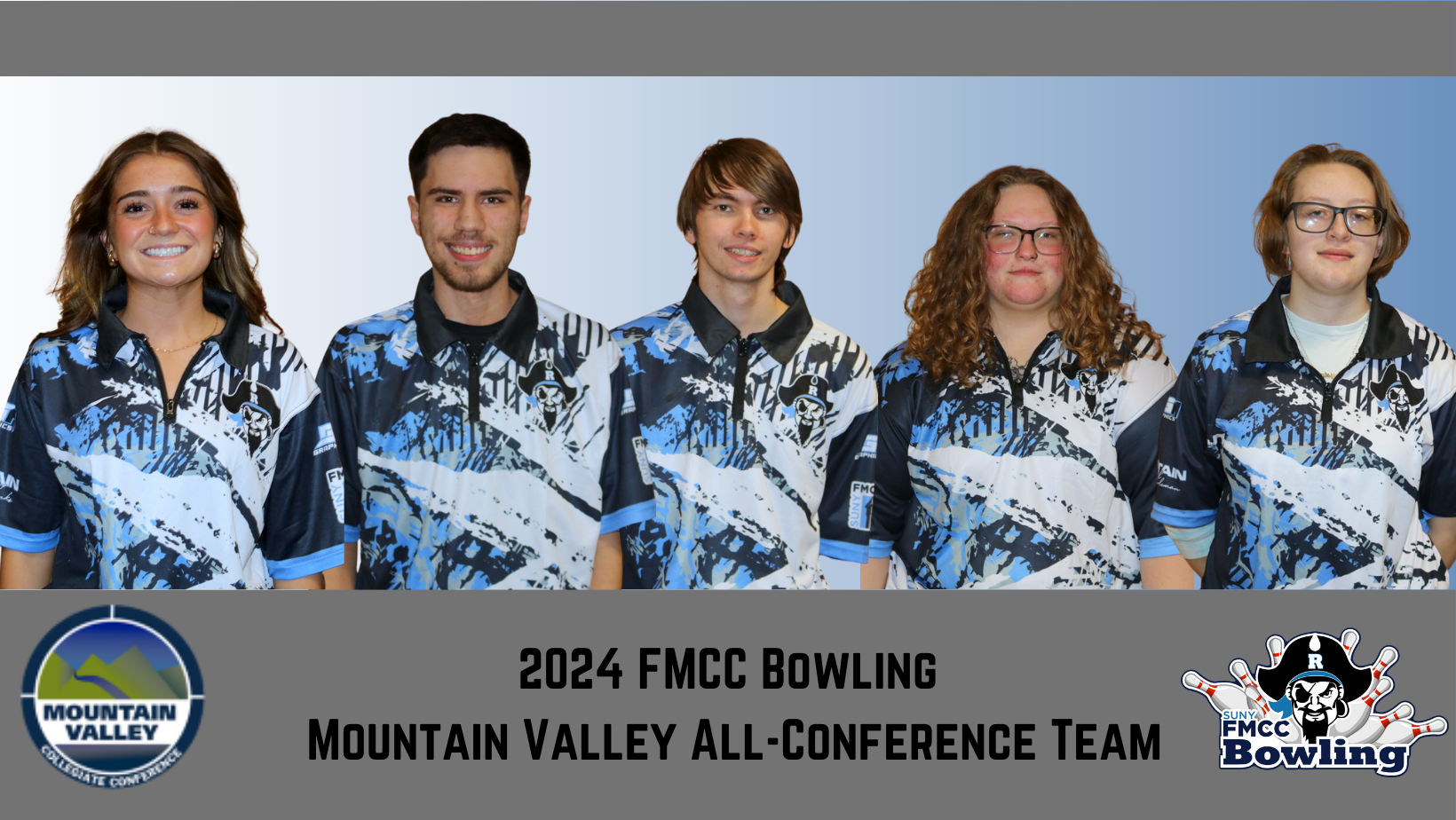 2024 All-Conference Bowling Team (L to R): Gabby Jenks, Hayden Auspelmyer, Steven Hulbert, Kyleigh Lindsey and Crystal Coleman.