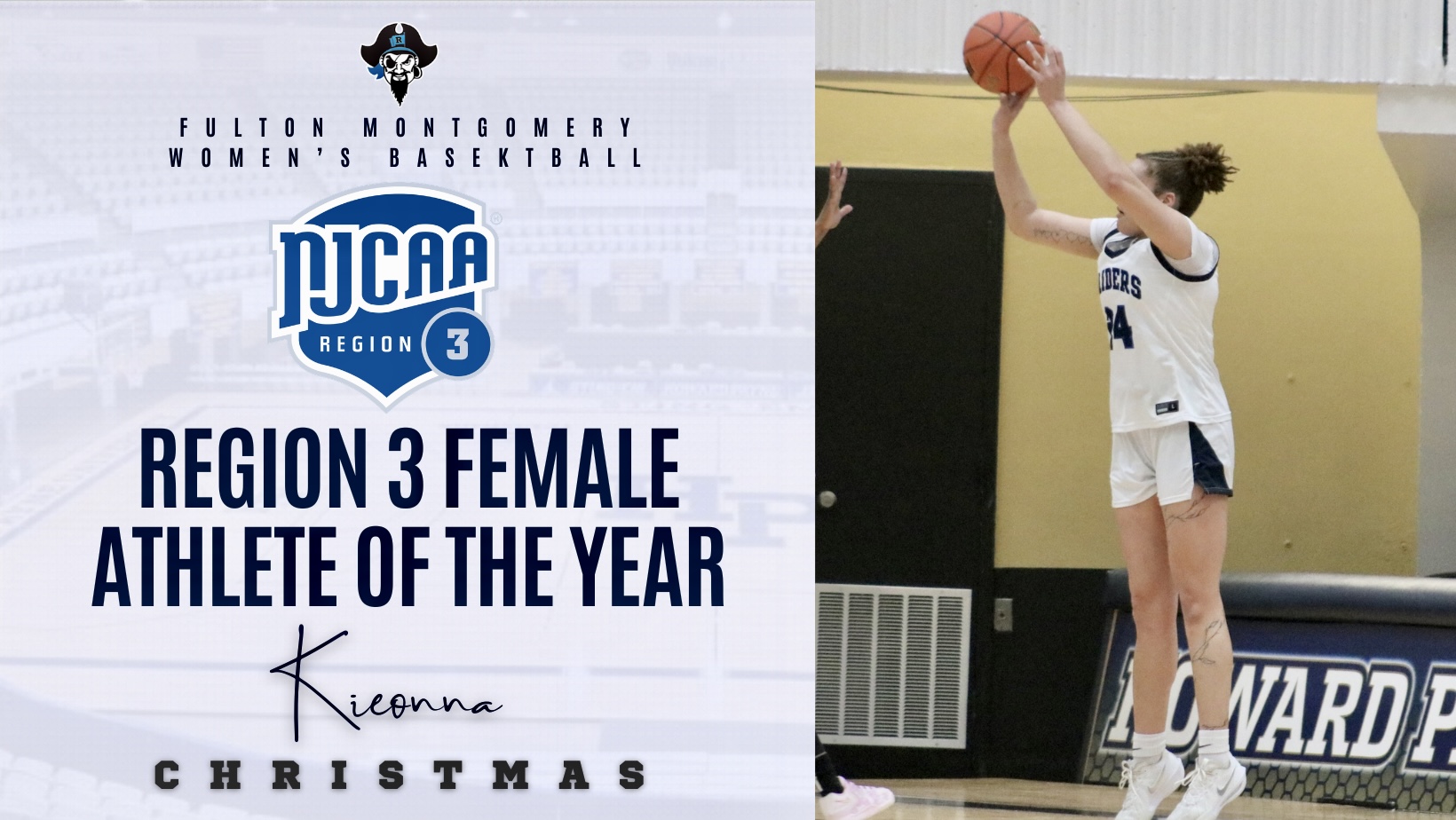 Kieonna Christmas Athlete of the Year. Photo of her shooting. 
